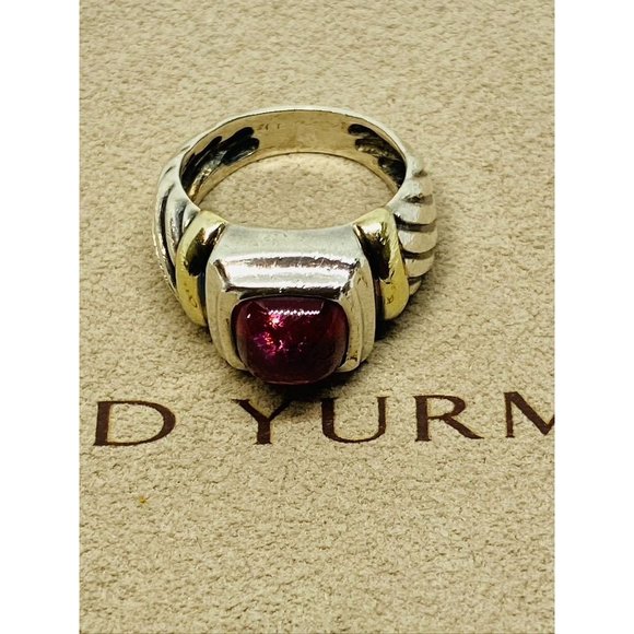 David Yurman Sterling Silver 925 14k 585  Gold & Pink Tourmaline Ring - Picture 5 of 8